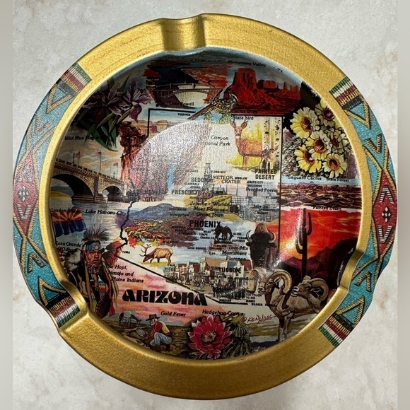 Vintage ARIZONA Metal Souvenir Shop Ashtray / Unbranded / Southwestern - Picture 1 of 9